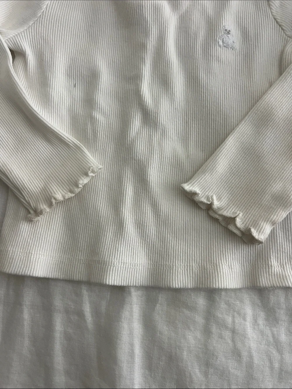 GAP Girls' White Ribbed Long-Sleeve Top